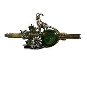 Vintage Antikschmuck Gold Tone Tie Clip Goat With Hat Berschl Salzburg